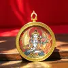 Novo Pingente Thangka Estilo Xizang Cinnabar Doze Signos Zodiacais Oito Divindades Guardiãs Pingente com Mantra de Seis Palavras Tridimensional em Relevo de Face Única