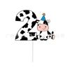 Tarjeta para pastel con tema de vaquero vaca, bebé de un año, dos años, decoración para pastel de fiesta de cumpleaños, adorno para insertar