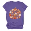 Amazon eBay sitio independiente moda personalizada mujer cuadros estampado leopardo lazo calabaza cuello redondo manga corta camiseta
