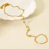 Estilo Ins Europeu e Americano Pingente Redondo Oval de Zircônia Pulseira de Aço Inoxidável Encaixada Banhada a Ouro 18K Joias de Luxo Leve de Alta Qualidade para Mulheres