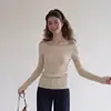 Camiseta básica de punto off-shoulder para mujer, nuevo estilo primavera y otoño, ajustada, top de manga larga 9230