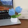 Planta de tulipán mullida de hilo tejido transfronterizo en maceta flor artificial planta de escritorio de oficina regalo para el Día del Maestro