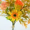 Ramo mixto de rosas de seda artificial para arreglo floral, decoración de sala de estar y mesa de comedor, accesorios de fotografía, arreglo floral atado a mano