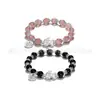 Pulsera para pie plata 999 marca valiente lucky piedra ojo de gato polvo de ágata negra cristal cristal de fresa cuentas pulsera delicada de alto sentido