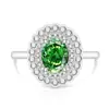 Anillo de Flor de Hielo de Colorido Cristal de Gema de Venta Caliente en Transmisión en Vivo para Mujer, Incrustado con Diamantes de Alto Carbono, Anillo de Moda y Versátil Chapado en Oro