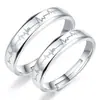 Cross-border exclusivo para joias de mão europeias e americanas anel de casal aberto feminino coreano zircão de seis garras coroa anel de casamento anel de par vivo