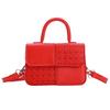 Versión coreana de bolso de hombro de color sólido para niños y niñas, bolso de mano para niños con costuras de estilo extranjero, nuevo mini bolso cuadrado pequeño de comercio exterior para niños
