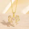 Exquisite Novo Colar com Laço Micro-Incustado de Zircônia, Toque de Luxo Leve e Alto Padrão, Doce Design de Nicho com Zircônia, Pingente Versátil