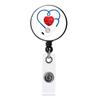 Amazon venda quente Doctor Nurse Badge fivela amor estetoscópio fácil puxar fivela telescópica crachá fácil puxar ID fivela