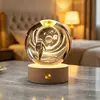 Base luminosa transfronteriza adorno de escritorio de bola de cristal creativa talla interior 3D luz nocturna luz ambiental regalo de cumpleaños