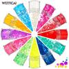 Explosões transfronteiriças fluorescente rodada 12 cores Nail Art Lantejoulas Conjunto fosco perolado onda Dot Nail Art Jóias Patch