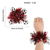 Pulseras de Fútbol del Mundial para Aficionados Animando y Posando para Fotos, Decoraciones de Muñeca Rayadas en Blanco y Negro