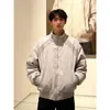 Chaqueta Acolchada Desestructurada de Estilo Americano con Cuello Alto Cortado en Diagonal para Hombre, Nuevo Abrigo de Algodón Cálido de Invierno, Chaqueta Biker Genial