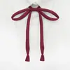 Pajarita JK Rosa Roja Color Sólido [Compra Uno y Llévate Otro Gratis] Cuerda para Corbata Gratis Nudo Corbata Uniforme Corbata de Mujer Lazo