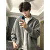 Suéter de punto estilo americano con doble cremallera y cuello alto para hombre, marca de tendencia de otoño, chaqueta cárdigan casual con un toque relajado y sofisticado para parejas