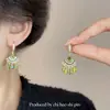 Los Magos de Oz Pendientes de Cristal con Borlas en Forma de Abanico Verde Bosque Nuevo Estilo Étnico Chino Nicho Industria Pesada Pendientes Festivos