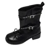 Botines ajustados para mujer, versátiles y elegantes, con detalles de hebilla, diseño casual, nueva colección de otoño, estilo retro, disponibles en negro y café, para adultos, actualmente agotados