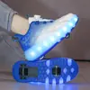 Sapatos de caminhada de celebridade da internet carregando luz piscante meninas Crianças estudantes sapatos de patinação sapatos de patinação de duas rodas masculinos podem receber rodas sapatos de purga