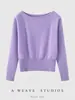 Suéter de Punto 100% Lana Pura Estilo Simple Nuevo Otoño 2026 para Mujer, se puede usar como capa base con estilo de hombros descubiertos