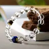 Pulsera Redonda de Cristal Blanco Natural, Pulsera Original de Lapislázuli Madera de Agar Verde Estilo Chino para Mujer, Disponible para Dropshipping