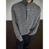 Suéter de punto holgado con cuello alto estilo coreano para hombre, suéter versátil de color liso para otoño e invierno, suéter de pareja moderno, cuello alto estilo "old money"