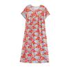 Camisola de algodão e seda para mães, tamanho grande, feminina, solta, meia-idade e idosa, vestido de algodão artificial, manga curta, bolso, roupa de casa