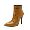 Botas de tacón de aguja puntiagudas a juego con el color para mujer de negocios europeas y americanas, botines de tacón alto de comercio exterior de talla grande 34-48