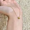 Nova Colar Pingente de Contas Olho de Gato Tendência para Mulheres, Corrente Simples Versátil da Moda Corrente de Clavícula Corrente Lisa Presente para Namorada