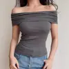 Top Corto Sexy Hombros Descubiertos Ajustado a la Cintura Camisa Base Venta al por Mayor