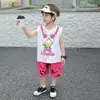 Conjunto de Colete com Fone de Ouvido para Meninos, Novo Estilo de Verão, Conjunto Esportivo Elegante e Fino para Crianças, Roupas de Bebê