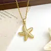 Colar que Une Estilos Europeu e Americano, Design de Estrela-do-Mar de Luxo Leve, Acessório de Feriado na Praia de Nicho, Corrente para Clavícula Estrela-do-Mar Estilo Boêmio