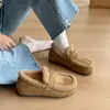 Sandálias Birkenstock de Pelúcia com Solado Grosso Femininas Novo Estilo Outono/Inverno Quentes de Pelo e Algodão Mocassins de Calçar