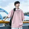 Camiseta Masculina de Verão 2026 Nova Manga Curta de Algodão Marca Americana Tendência Manga Curta Solta Versátil Casual Roupa Masculina
