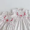 Macacão de Bebê Verão Estilo Fino para Meninas, Macacão sem Mangas Bordado e Saia, Roupas Combinando Estilo Coreano para Irmãs, Classe A