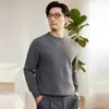 Suéter 100% Cachemir Puro Otoño Invierno Nuevo para Hombre Cuello Redondo Casual Tejido de Punto Holgado Jersey Suéter Cálido