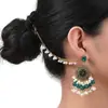 Venta Directa de Fábrica del Nuevo Conjunto de Dos Piezas de Aretes y Cadena para Oreja Estilo Bohemio de Lujo Ligero Retro con Flor, Perla y Borla de Pedrería