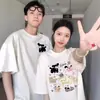 Camiseta de Manga Corta de Algodón Puro para Parejas 2026 Verano Nuevo Oversize Nicho Superior para Hombre y Mujer Marca de Moda Uniforme de Clase