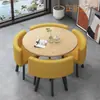 Mesa e Cadeiras Simples Modernas para Negócios e Recepção de Convidados, Mesa Redonda Pequena para Lanchonete de Chá com Leite, Mesa de Jantar