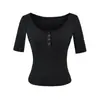 Camiseta de manga corta de estilo europeo y americano, ajustada, corta y estilizada, camiseta básica versátil, top de punto liso, estilo 'hot girl' para el verano