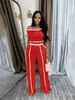 TW638 Explosões Transfronteiriças de Verão Mais Cor Conjunto de Calças Esportivas Casuais Femininas Europeias e Americanas Off-shoulder Slim-fit Slim-fit Sexy