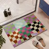 Alfombrilla de baño con patrón de tablero de ajedrez Líneas de dopamina para inodoro baño Alfombrilla versátil para pies Hogar Alfombrilla de tierra de diatomeas