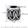Plata de ley S925 seis palabras mantra diez mil palabras espaciadores de dinero cuentas de barril de agujero grande teñidas de negro vintage accesorios para arnés de cableado DIY pulsera