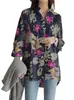 Suministro en Stock de Ropa Femenina de Comercio Exterior, Nueva Camisa Estampada de Algodón y Lino para Amazon, Top Camisa Irregular de Manga Larga Talla Grande