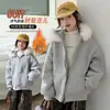 Chaqueta de Niña con Cuello de Piel, Forro Polar y Acolchado, Nueva Sudadera con Capucha Estilo Coreano Casual, Cárdigan Superior con Cremallera de Invierno