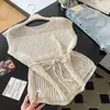 Colete Tricotado Feminino com Gola Redonda e Recortes Estilo Coreano, Novo Estilo Verão 2026, Caimento Solto, Ajuste na Cintura, Para Usar em Camadas, Top Base Estiloso