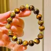 Otoño e Invierno Maillard Natural Fino Ojo de Tigre Amarillo Torre Cristal Blanco Cristal Ágata Pulsera Pulsera Auténtico Soporte Reinspección