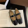 Outono Novo Retro Francês Bico Quadrado Tira Única Velcro Mary Janes Baixo Plano Sapatos Femininos