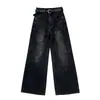 Lazada Primavera y Otoño Más Vendidos Pantalones Rectos Adelgazantes para Mujer Jeans Retro de Color Degradado de Cintura Alta con Pedrería Caliente En Stock