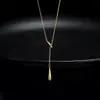 Collar de Borla con Colgante de Gota de Agua Plateado Diseño de Alta Gama Estilo Coreano de Nicho Estilo Frío Simple Cadena para Clavícula Venta Directa de Fábrica