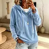 Blusa Elegante de Veludo Dourado Cor Sólida com Capuz e Manga Longa Feminina Outono Inverno